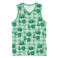Green Palaka Hawaii Basketball Jersey Hawaiian Lehua Blossoms