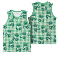 Green Palaka Hawaii Basketball Jersey Hawaiian Lehua Blossoms