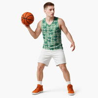 Green Palaka Hawaii Basketball Jersey Hawaiian Lehua Blossoms