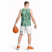 Green Palaka Hawaii Basketball Jersey Hawaiian Lehua Blossoms