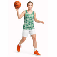 Green Palaka Hawaii Basketball Jersey Hawaiian Lehua Blossoms