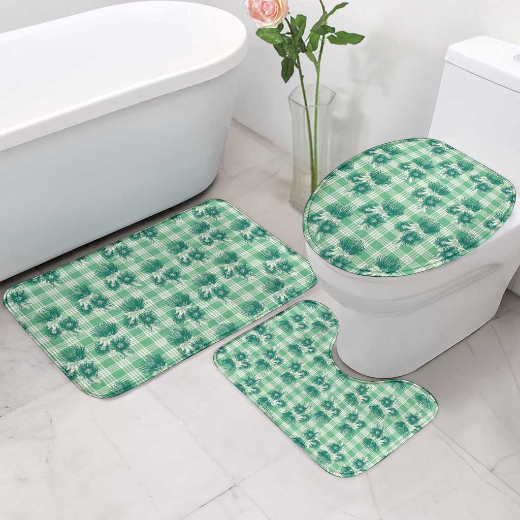 Green Palaka Hawaii Bathroom Set Hawaiian Lehua Blossoms