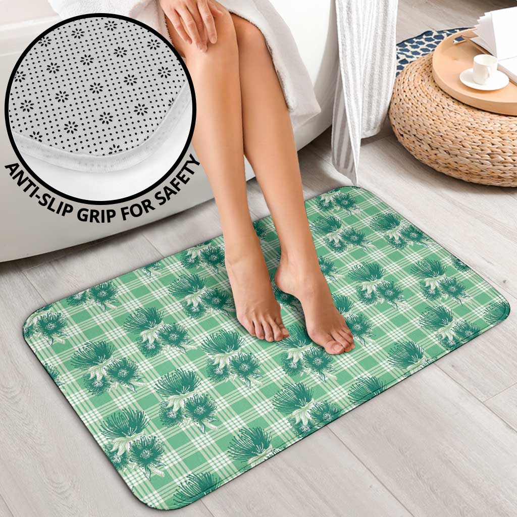Green Palaka Hawaii Bathroom Set Hawaiian Lehua Blossoms