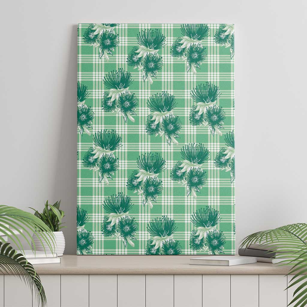 Green Palaka Hawaii Canvas Wall Art Hawaiian Lehua Blossoms LT05 - Polynesian Pride