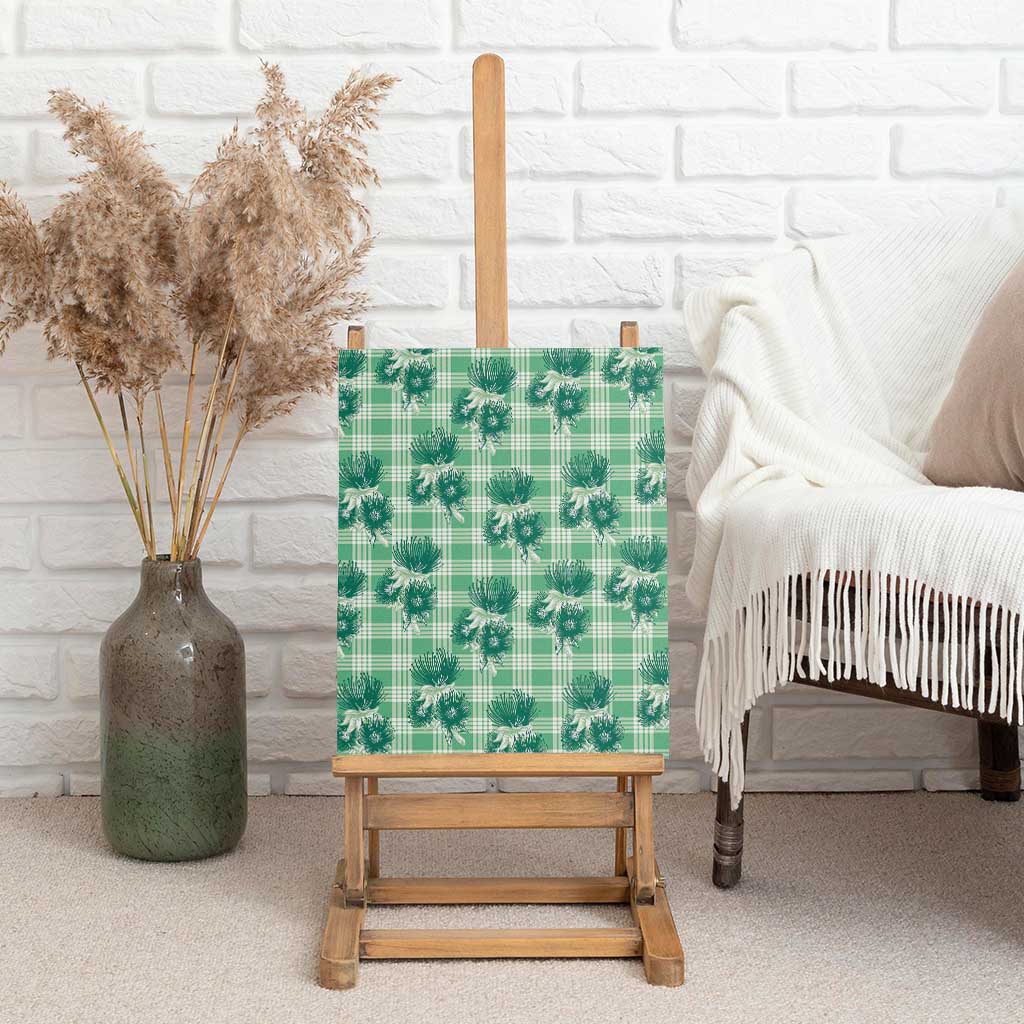 Green Palaka Hawaii Canvas Wall Art Hawaiian Lehua Blossoms LT05 - Polynesian Pride