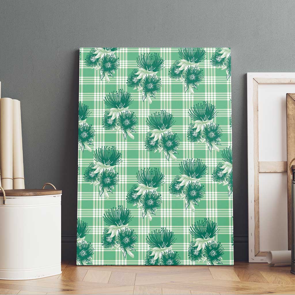 Green Palaka Hawaii Canvas Wall Art Hawaiian Lehua Blossoms LT05 - Polynesian Pride