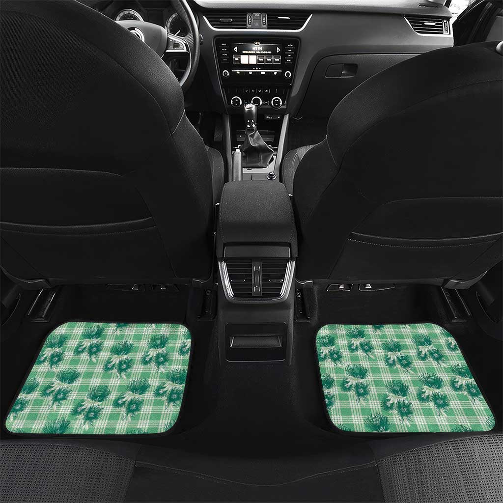 Green Palaka Hawaii Car Mats Hawaiian Lehua Blossoms LT05 Set 2pcs - Back Green - Polynesian Pride