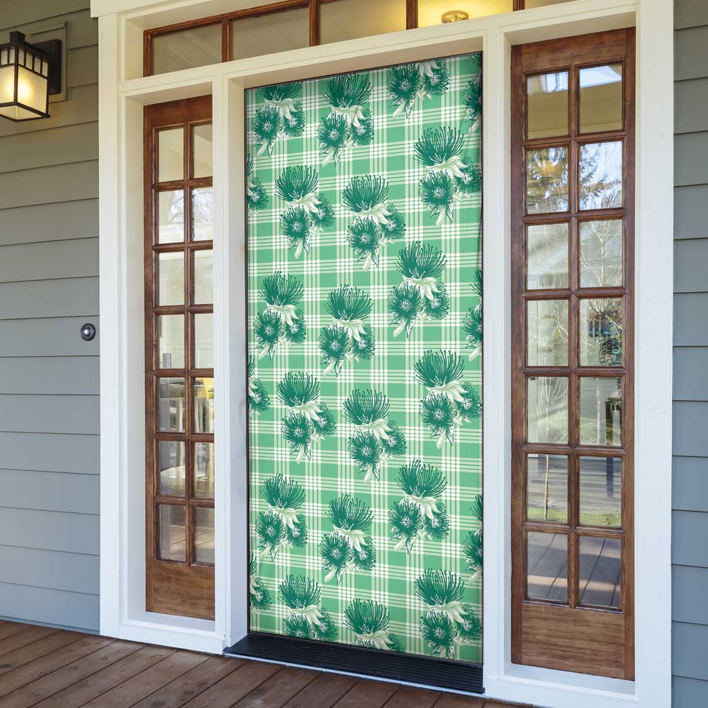 Green Palaka Hawaii Door Cover Hawaiian Lehua Blossoms LT05 - Polynesian Pride