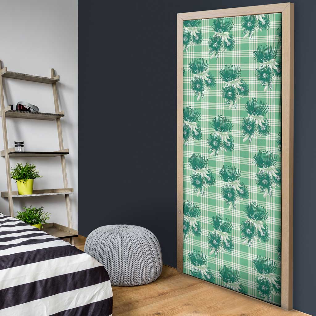 Green Palaka Hawaii Door Cover Hawaiian Lehua Blossoms LT05 - Polynesian Pride