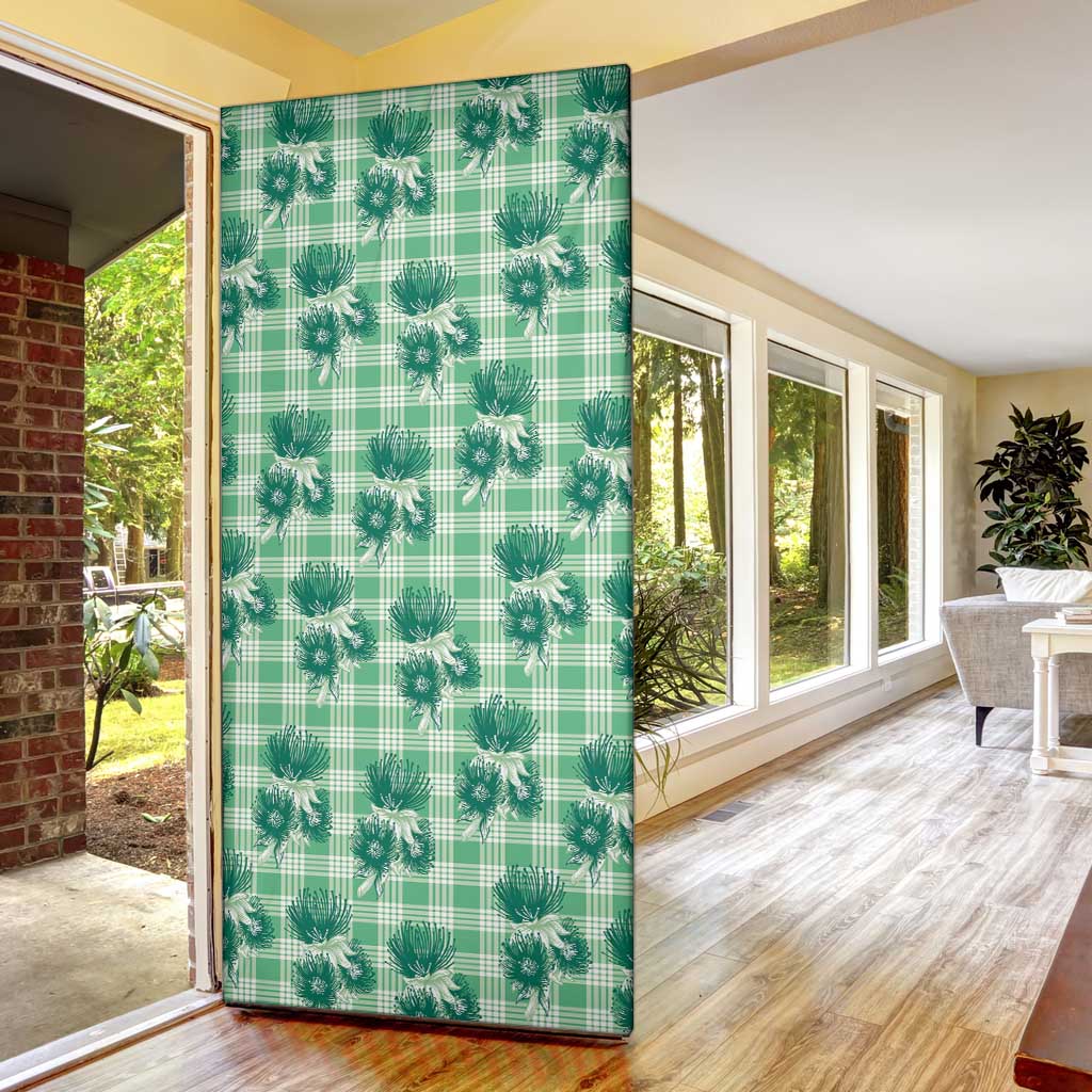 Green Palaka Hawaii Door Cover Hawaiian Lehua Blossoms LT05 - Polynesian Pride