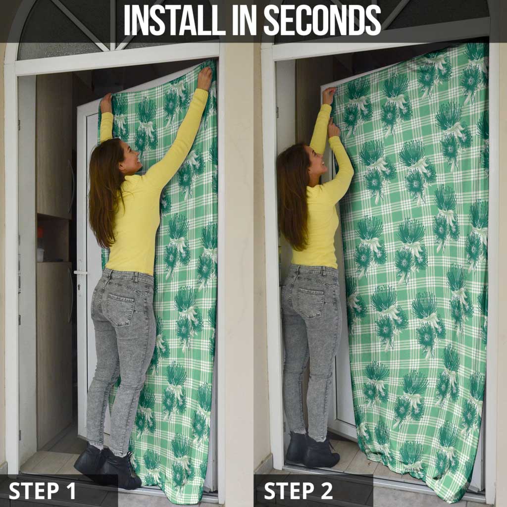 Green Palaka Hawaii Door Cover Hawaiian Lehua Blossoms LT05 - Polynesian Pride