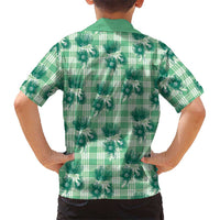 Green Palaka Hawaii Family Matching Mermaid Dress and Hawaiian Shirt Hawaiian Lehua Blossoms
