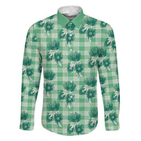 Green Palaka Hawaii Family Matching Summer Maxi Dress and Hawaiian Shirt Hawaiian Lehua Blossoms