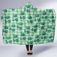 Green Palaka Hawaii Hooded Blanket Hawaiian Lehua Blossoms