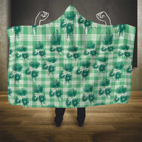 Green Palaka Hawaii Hooded Blanket Hawaiian Lehua Blossoms