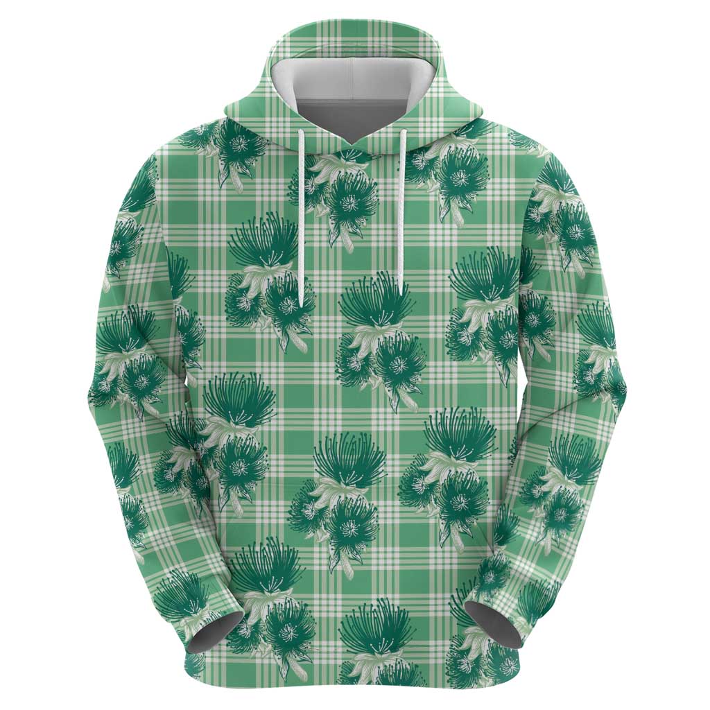 Green Palaka Hawaii Hoodie Hawaiian Lehua Blossoms LT05 - Polynesian Pride