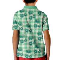 Green Palaka Hawaii Kid Polo Shirt Hawaiian Lehua Blossoms LT05 - Polynesian Pride