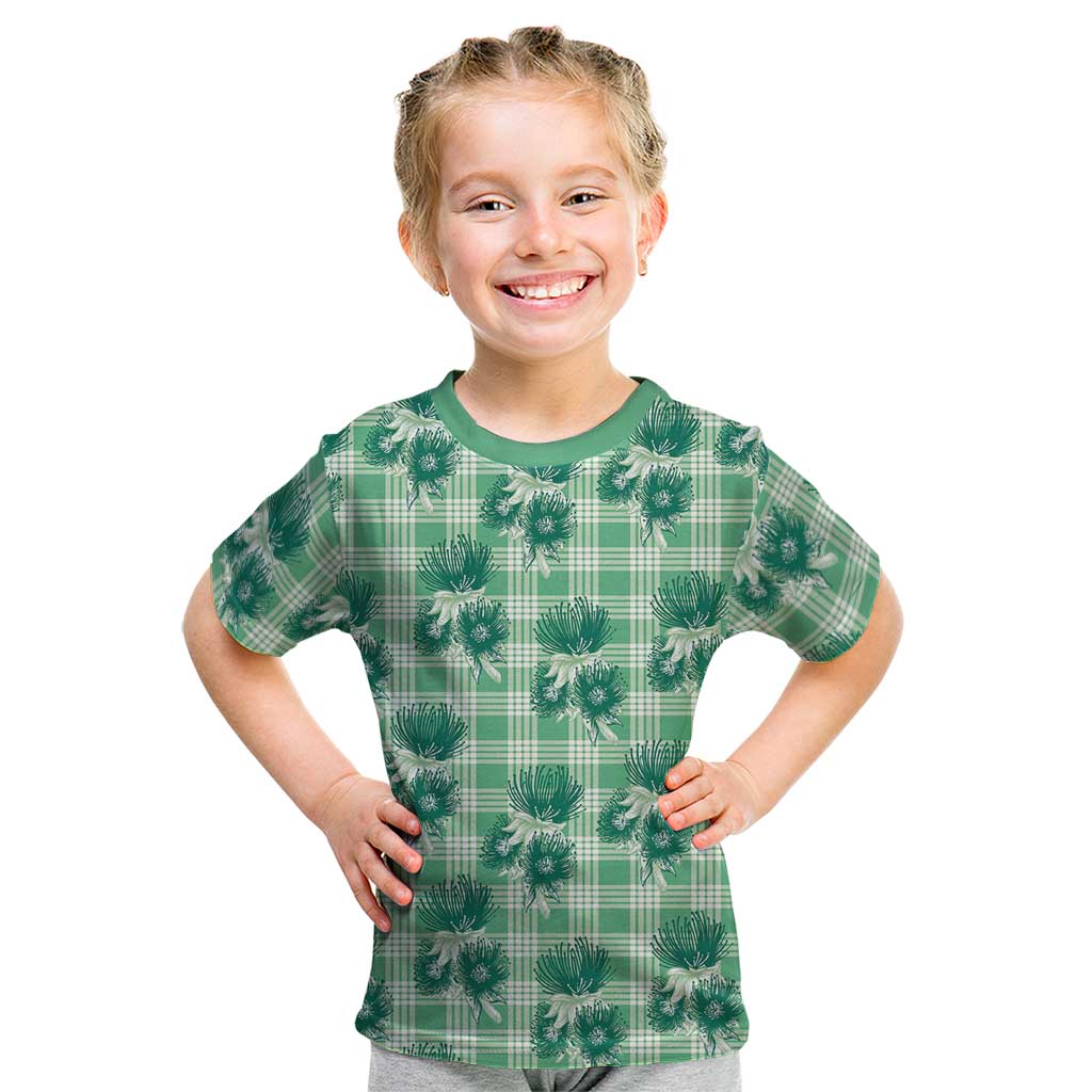 Green Palaka Hawaii Kid T Shirt Hawaiian Lehua Blossoms LT05 Green - Polynesian Pride