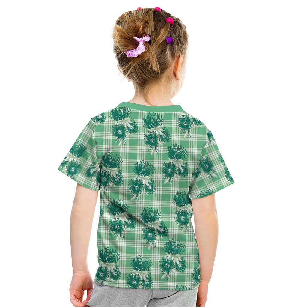 Green Palaka Hawaii Kid T Shirt Hawaiian Lehua Blossoms LT05 - Polynesian Pride