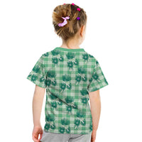 Green Palaka Hawaii Kid T Shirt Hawaiian Lehua Blossoms LT05 - Polynesian Pride