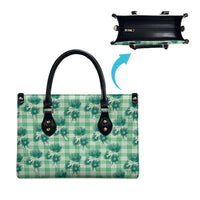 Green Palaka Hawaii Leather Bag Hawaiian Lehua Blossoms LT05 - Polynesian Pride