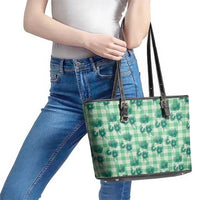 Green Palaka Hawaii Leather Tote Bag Hawaiian Lehua Blossoms