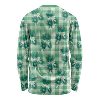 Green Palaka Hawaii Long Sleeve Shirt Hawaiian Lehua Blossoms