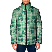 Green Palaka Hawaii Padded Jacket Hawaiian Lehua Blossoms