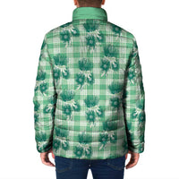 Green Palaka Hawaii Padded Jacket Hawaiian Lehua Blossoms