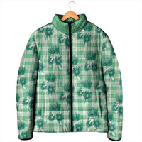 Green Palaka Hawaii Padded Jacket Hawaiian Lehua Blossoms