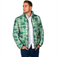 Green Palaka Hawaii Padded Jacket Hawaiian Lehua Blossoms
