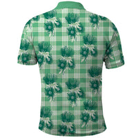 Green Palaka Hawaii Polo Shirt Hawaiian Lehua Blossoms LT05 - Polynesian Pride