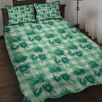 Green Palaka Hawaii Quilt Bed Set Hawaiian Lehua Blossoms LT05 Green - Polynesian Pride