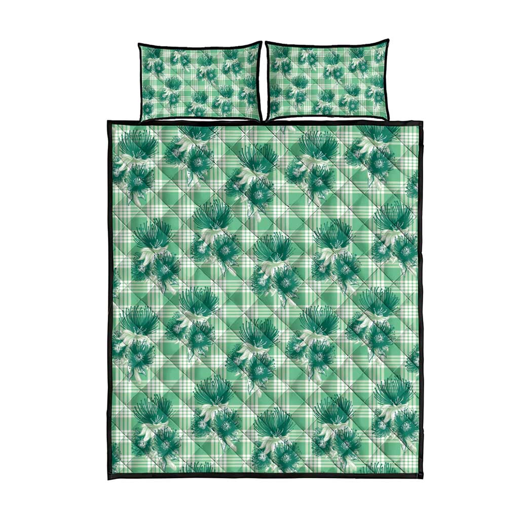 Green Palaka Hawaii Quilt Bed Set Hawaiian Lehua Blossoms LT05 - Polynesian Pride