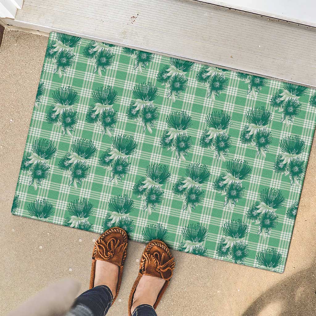 Green Palaka Hawaii Rubber Doormat Hawaiian Lehua Blossoms LT05 - Polynesian Pride