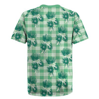 Green Palaka Hawaii Rugby Jersey Hawaiian Lehua Blossoms LT05 - Polynesian Pride