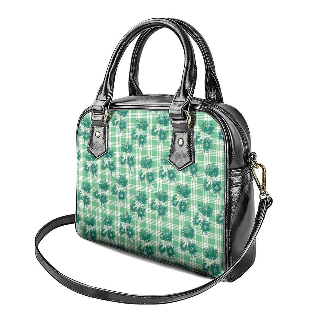 Green Palaka Hawaii Shoulder Handbag Hawaiian Lehua Blossoms LT05 - Polynesian Pride