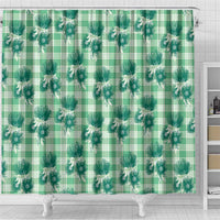 Green Palaka Hawaii Shower Curtain Hawaiian Lehua Blossoms