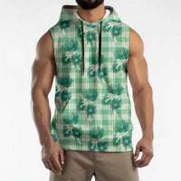 Green Palaka Hawaii Sleeveless Hoodie Hawaiian Lehua Blossoms LT05 - Polynesian Pride