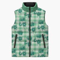 Green Palaka Hawaii Sleeveless Puffer Jacket Hawaiian Lehua Blossoms LT05 Unisex Green - Polynesian Pride