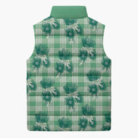 Green Palaka Hawaii Sleeveless Puffer Jacket Hawaiian Lehua Blossoms LT05 - Polynesian Pride