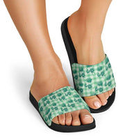 Green Palaka Hawaii Slide Sandals Hawaiian Lehua Blossoms LT05 - Polynesian Pride