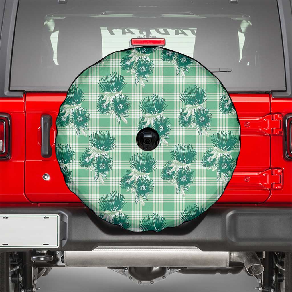 Green Palaka Hawaii Spare Tire Cover Hawaiian Lehua Blossoms LT05 - Polynesian Pride