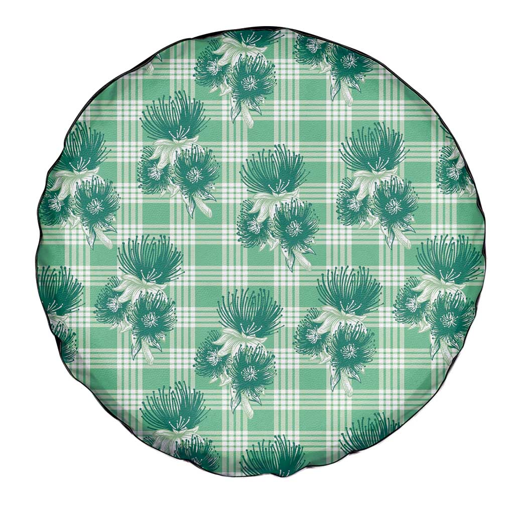 Green Palaka Hawaii Spare Tire Cover Hawaiian Lehua Blossoms LT05 - Polynesian Pride