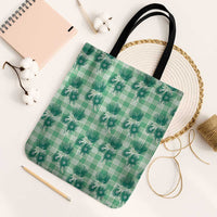 Green Palaka Hawaii Tote Bag Hawaiian Lehua Blossoms LT05 Black Strap One Size Green - Polynesian Pride
