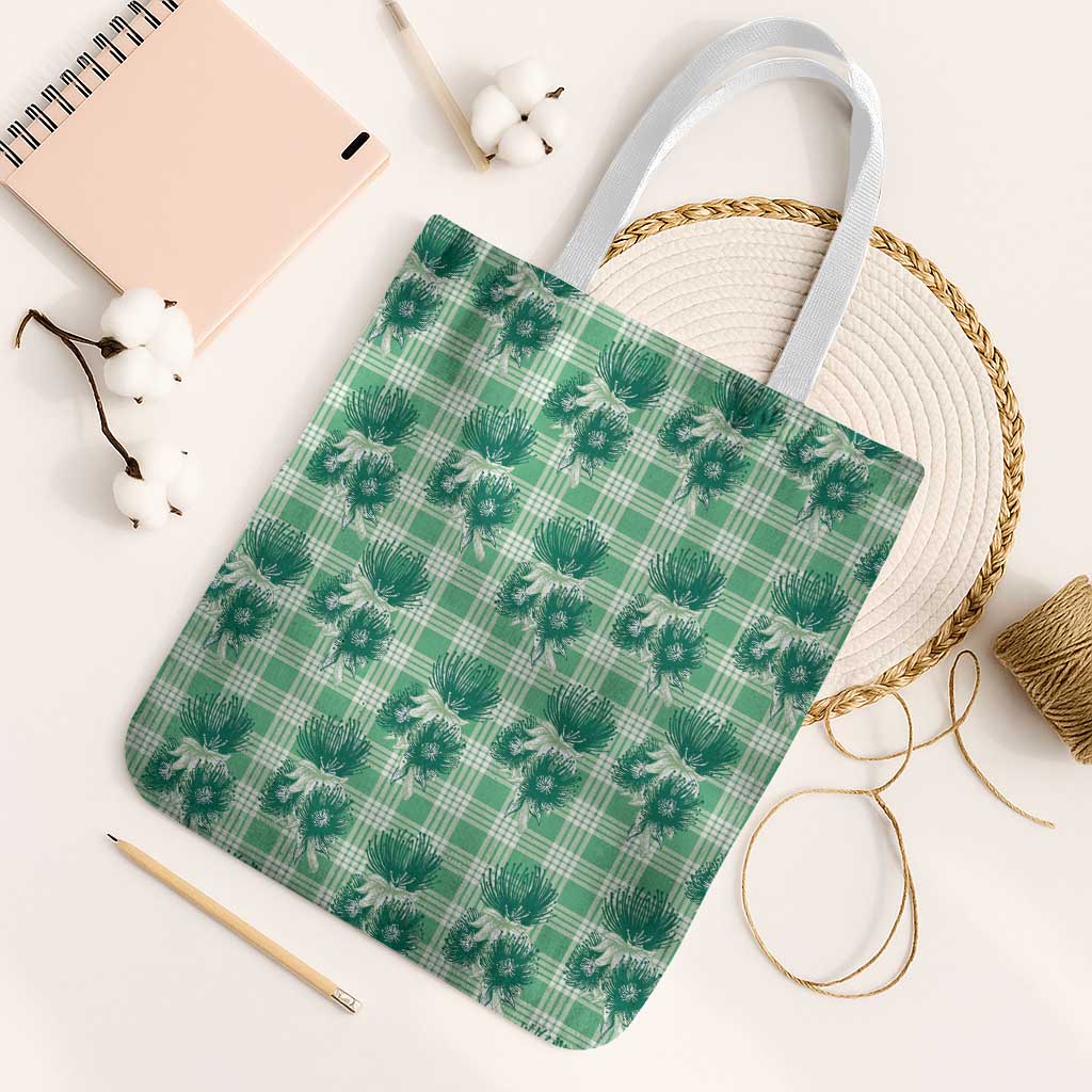 Green Palaka Hawaii Tote Bag Hawaiian Lehua Blossoms LT05 White Strap One Size Green - Polynesian Pride