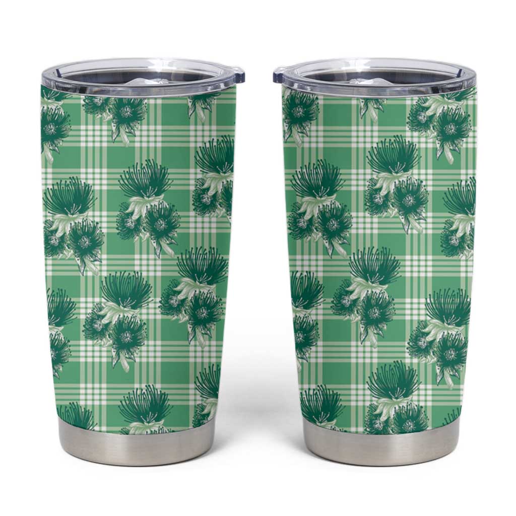 Green Palaka Hawaii Tumbler Cup Hawaiian Lehua Blossoms LT05 Green - Polynesian Pride