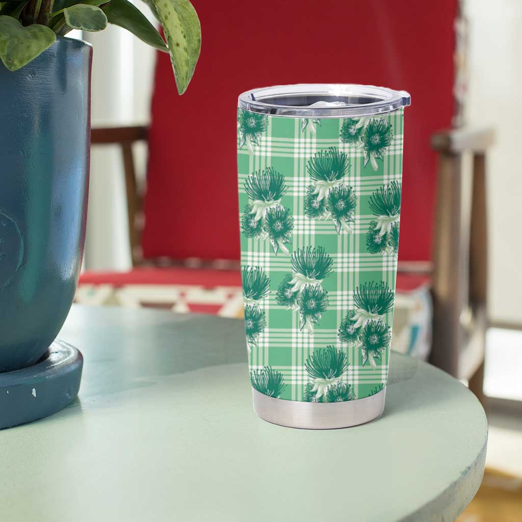 Green Palaka Hawaii Tumbler Cup Hawaiian Lehua Blossoms LT05 - Polynesian Pride
