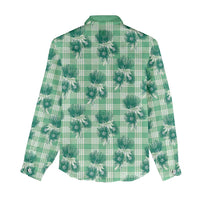 Green Palaka Hawaii Women Casual Shirt Hawaiian Lehua Blossoms LT05 - Polynesian Pride