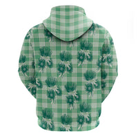 Green Palaka Hawaii Zip Hoodie Hawaiian Lehua Blossoms
